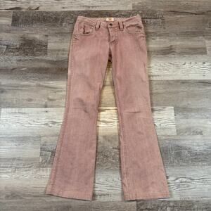 Vintage Y2K Antik Denim Pink Low Rise Embroidered Flare Jeans Boho Western 28